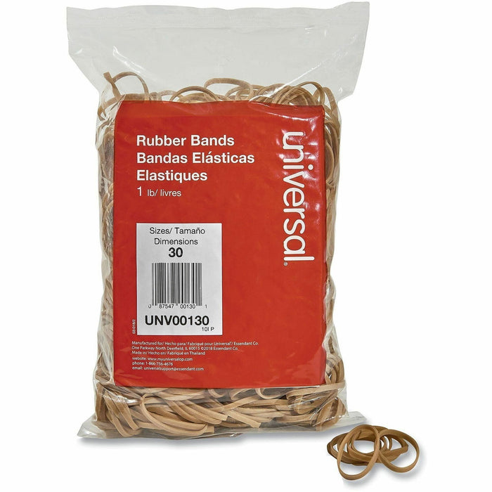 Universal Rubber Bands, Size 30, 0.04" Gauge, Beige, 1 lb Box, 1,100/Pack