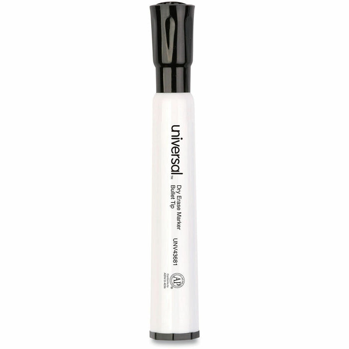 Universal Dry Erase Marker, Medium Bullet Tip, Black, Dozen