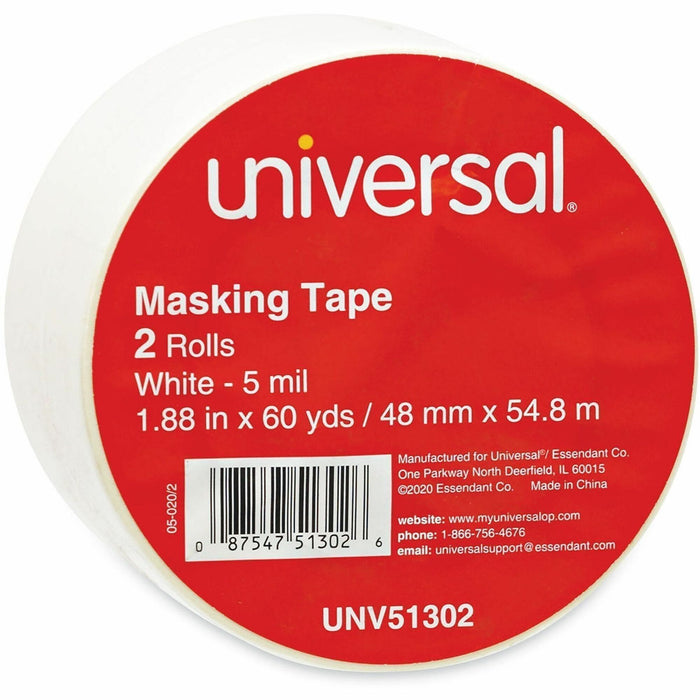 Universal General-Purpose Masking Tape, 3" Core, 48 mm x 54.8 m, Beige, 2/Pack