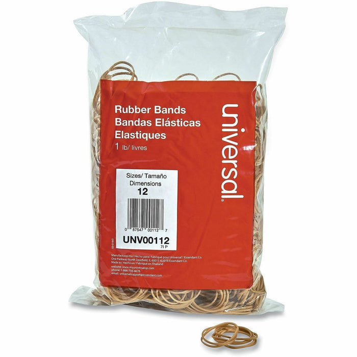 Universal Rubber Bands, Size 12, 0.04" Gauge, Beige, 1 lb Box, 2,500/Pack