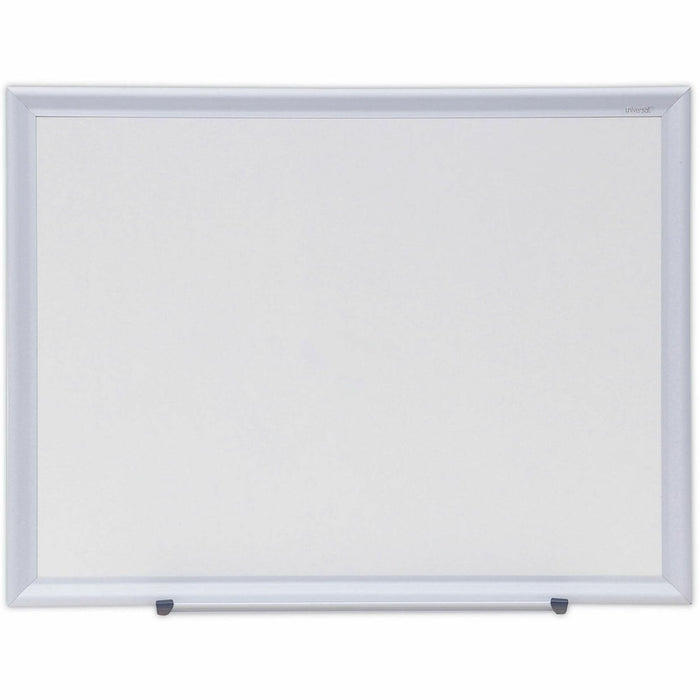 Universal Deluxe Melamine Dry Erase Board, 24" x 18" , White Surface, Satin Aluminum Frame