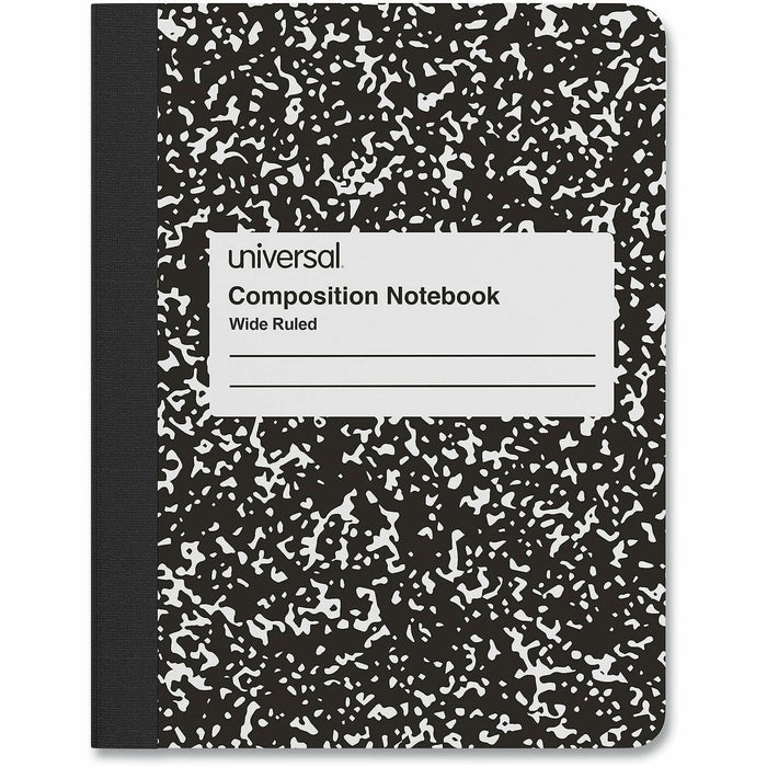 Universal Composition Book, Wide/Legal Rule, Black Marble Cover, (100) 9.75 x 7.5 Sheets