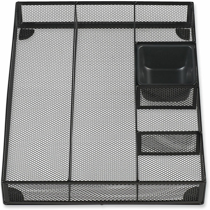 Universal Metal Mesh Drawer Organizer, Six Compartments, 15 x 11.88 x 2.5, Black