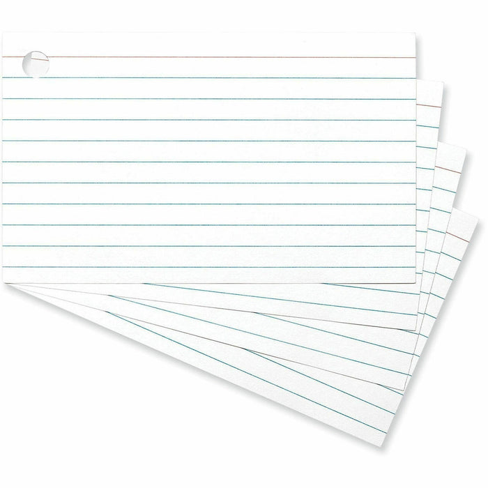 Universal Ring Index Cards, Ruled, 3 x 5, White, 100/Pack