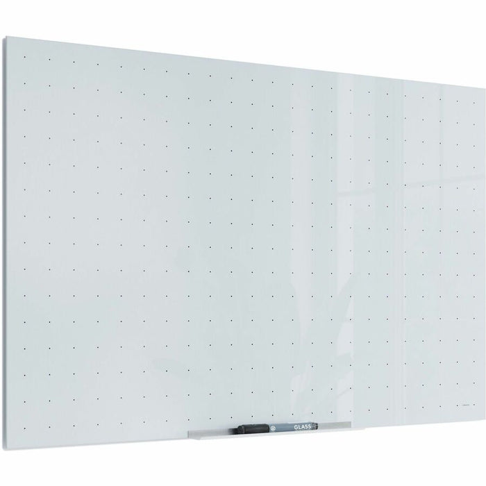 U Brands Floating Frameless Non-Magnetic Ghost Grid Glass Dry-Erase Board