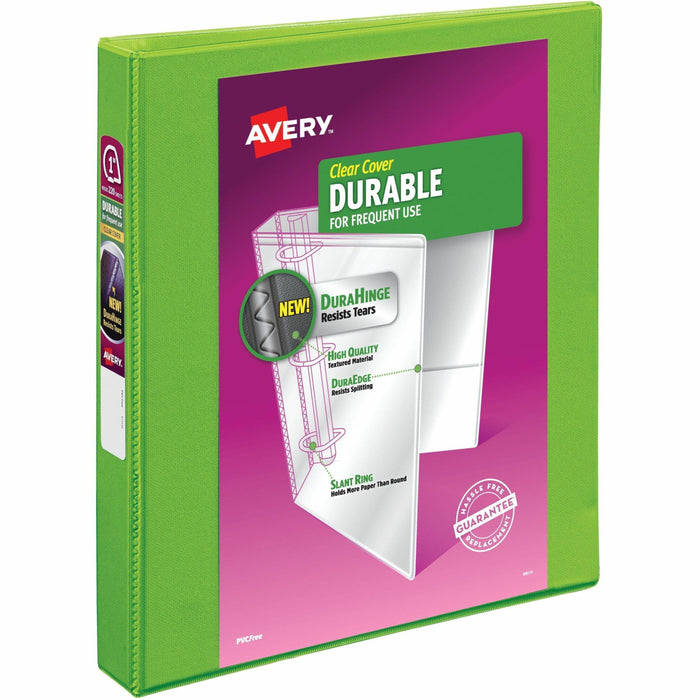 Avery Durable View 3 Ring Binder, 1" Slant Rings, Chartreuse