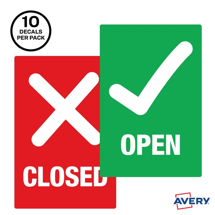 Avery® Surface Safe OPEN/CLOSED Table/Chair Decals
