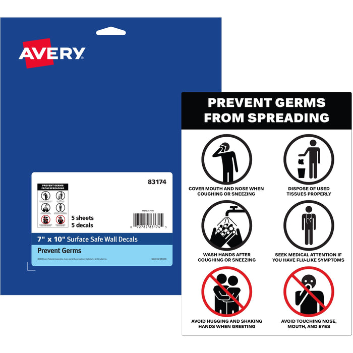 Avery® Surface Safe PREVENT GERMS Wall Decals