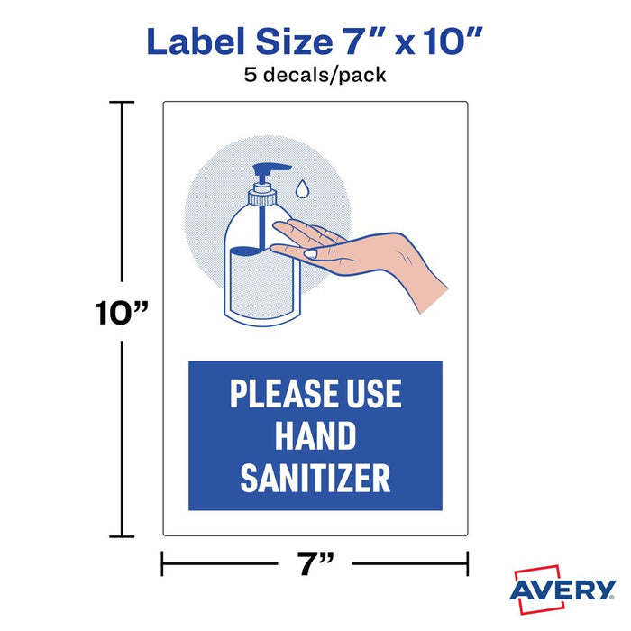 Avery® Surface Safe USE HAND SANITIZER Wall Decals