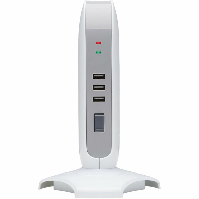 Tripp Lite by Eaton 5-Outlet Surge Protector Tower, 3x USB Ports (3.1A Shared), 6 ft. Cord, 5-15P Plug, 1200 Joules, White