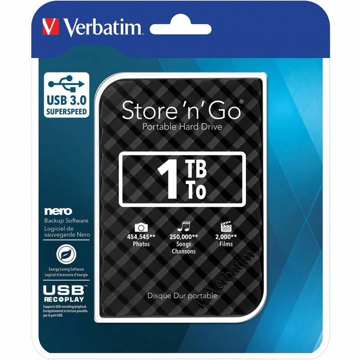 2TB Store 'n' Go Portable Hard Drive, USB 3.0 - Black