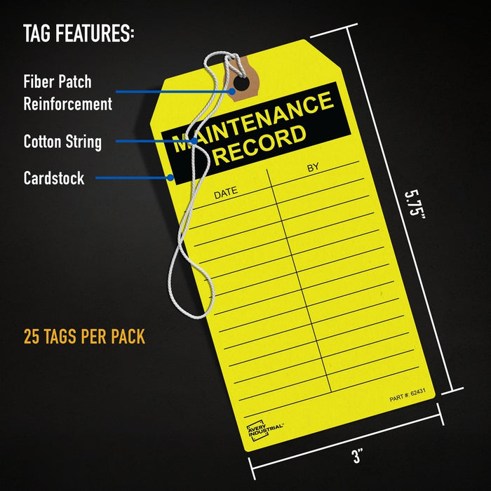 Avery® Preprinted MAINTENANCE RECORD Hang Tags