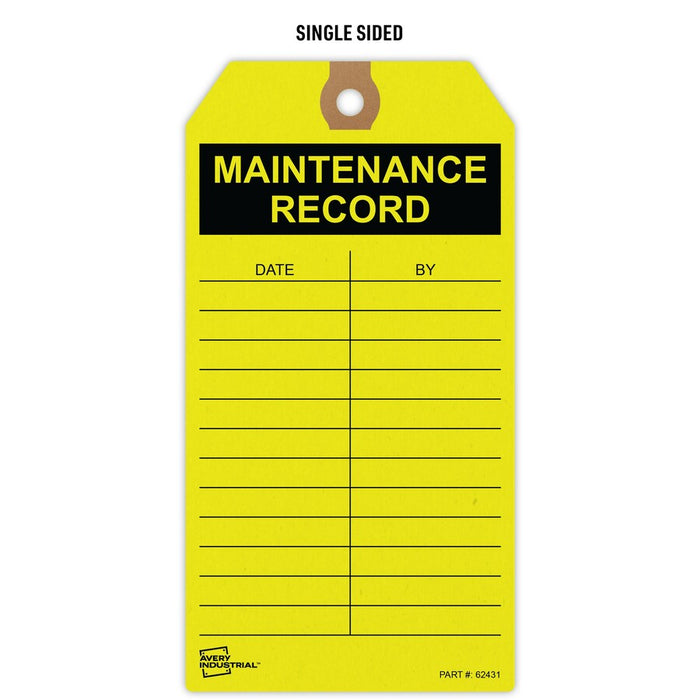 Avery® Preprinted MAINTENANCE RECORD Hang Tags