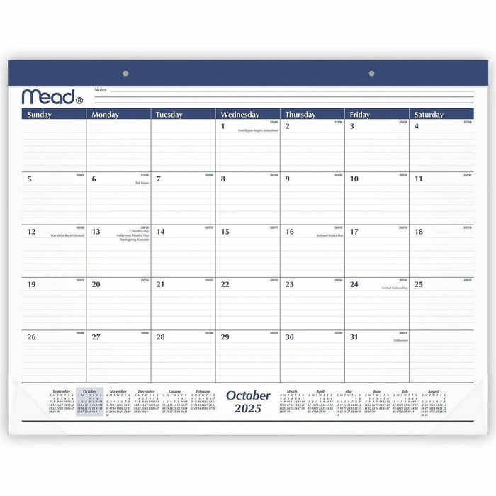 Cambridge Basic 2025-2026 Monthly Desk Pad Calendar, Standard, 21 3/4" x 17"