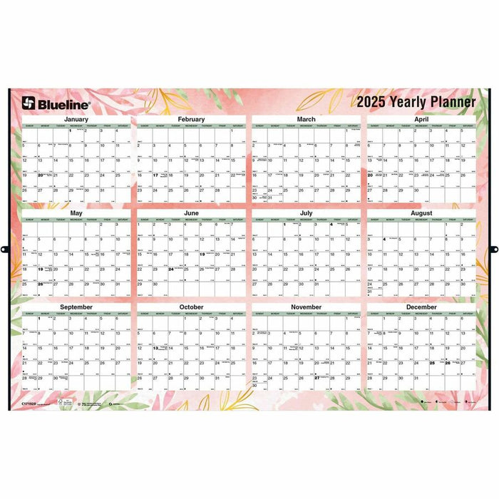 Blueline Tropical Annual Wall Calendar 24"x 36" , English