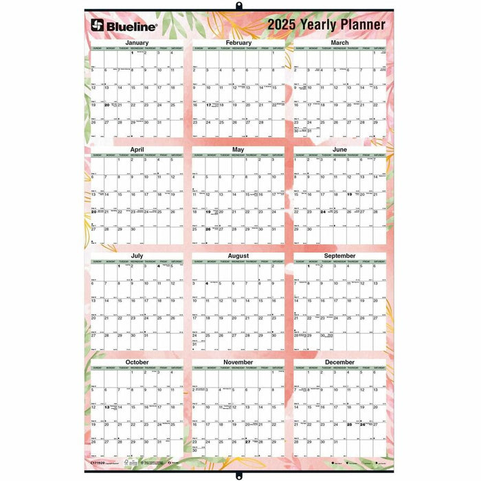 Blueline Tropical Annual Wall Calendar 24"x 36" , English