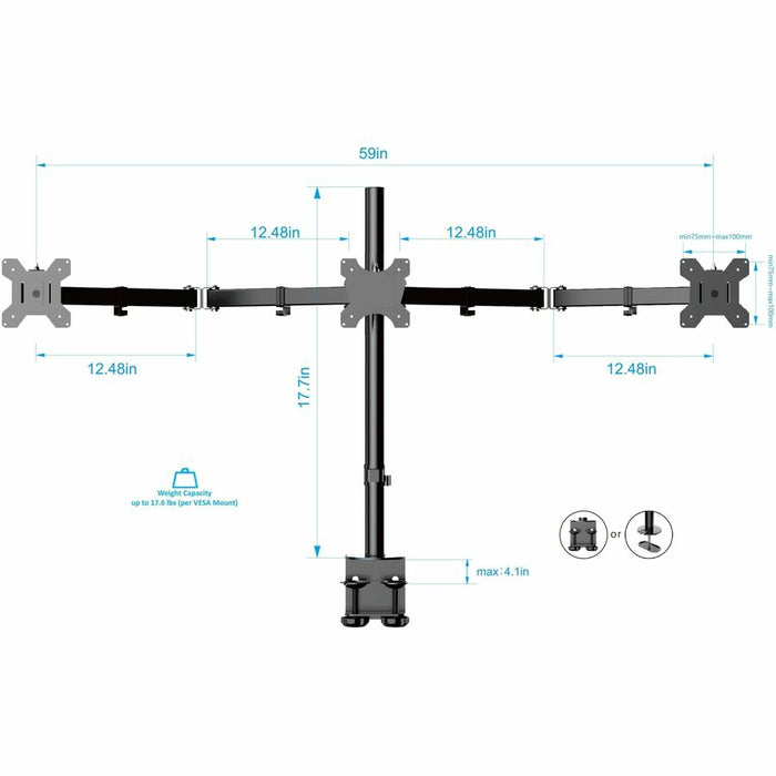 Rocelco RDM3 Desk Mount for LCD Monitor, LED Monitor, Display Stand