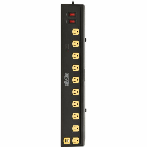 Tripp Lite by Eaton Protect It! 10-Outlet Surge Protector with Swivel Light Bars - 5-15R Outlets, 2 USB Ports, 6 ft. (1.8 m) Cord, 1350 Joules, Black