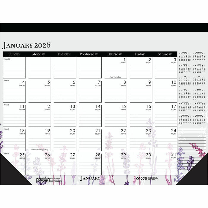 House of Doolittle Recycled Wild Flowers Desk Pad Calendar