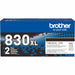 Brother Genuine TN830XL 2PK High Yield Black Toner Cartridge Twin-Pack