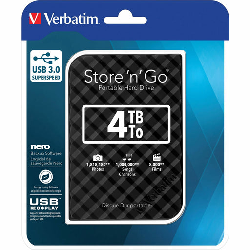 4TB Store 'n' Go Portable Hard Drive, USB 3.0 - Diamond Black