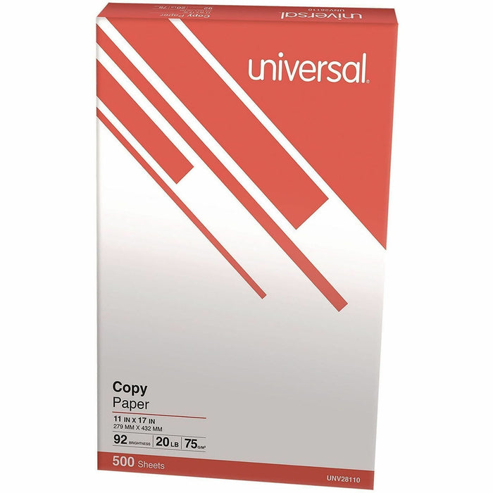 Universal Copy Paper, 92 Bright, 20 lb Bond Weight, 11 x 17, White, 500 Sheets/Ream