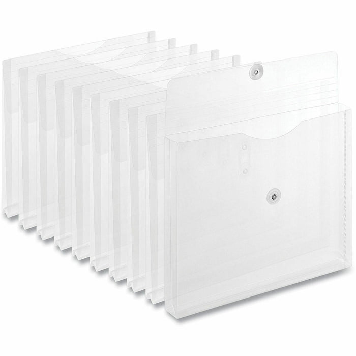 Universal Side Opening Poly Envelopes, 1" Expansion, Letter Size, Clear, 10/Pack