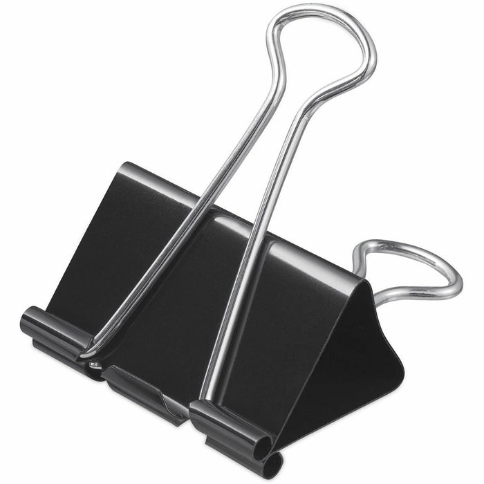 Universal Binder Clips with Storage Tub, Large, Black/Silver, 12/Pack