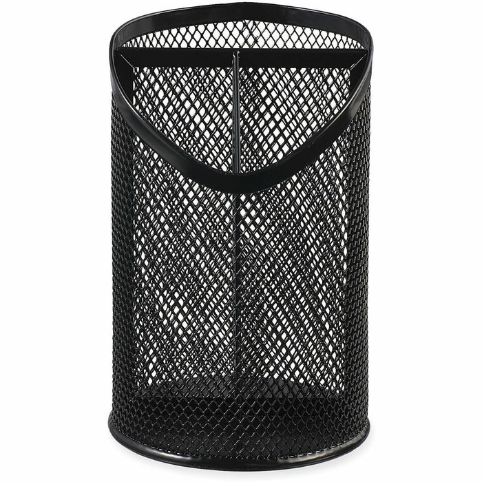 Universal Metal Mesh 3-Compartment Pencil Cup, 4.13" Diameter x 6"h, Black
