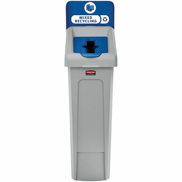 Rubbermaid Commercial Slim Jim Recycling Station 1-Stream Mixed Recycling, 23 Gal