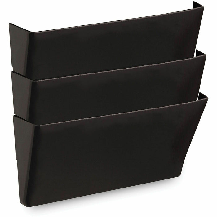 Universal Wall File Pockets, 3 Sections, Letter Size,13" x 4.13" x 14.5" , Black, 3/Pack