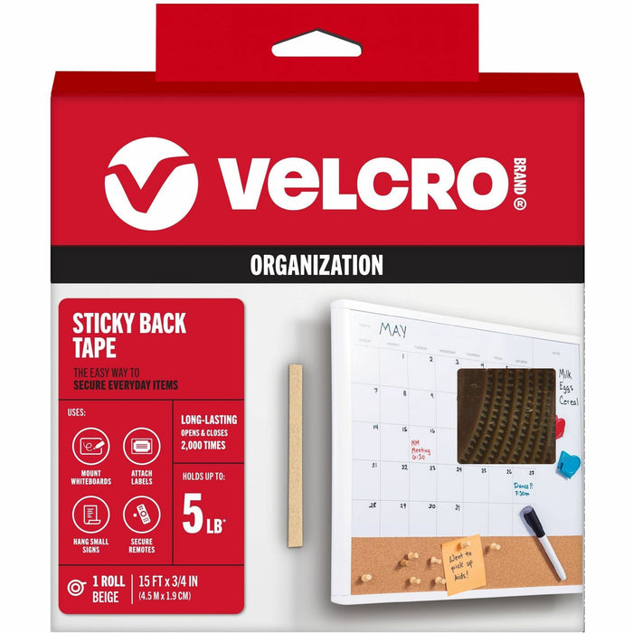 VELCRO&reg; Sticky Back 15ft x 3/4in Roll Beige