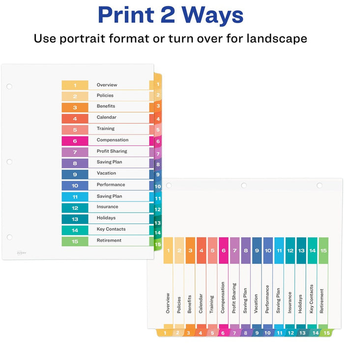 Avery® Ready Index Custom TOC Binder Dividers