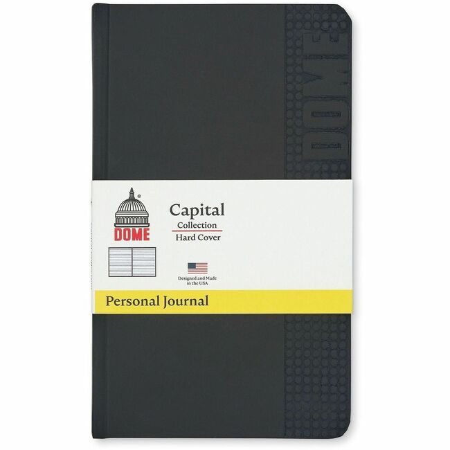 Dome Personal Journal - 5 x 8 Inch Hardcover Black Lined Journal Notebook
