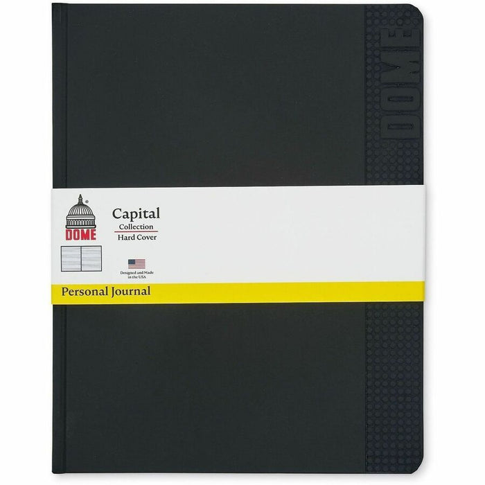 Dome Personal Journal - 8 x 10 Inch Hardcover Black Lined Journal Notebook