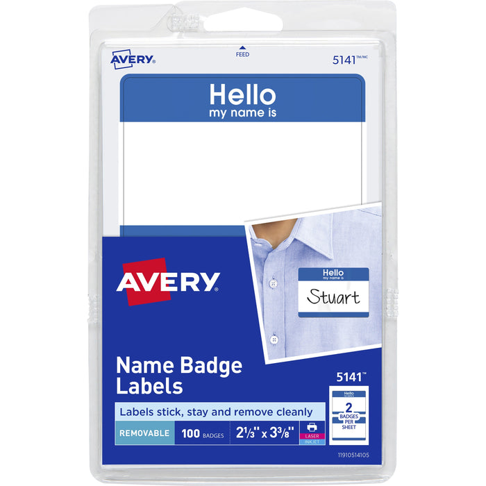 Avery® Border Print/Write Hello Name Badges