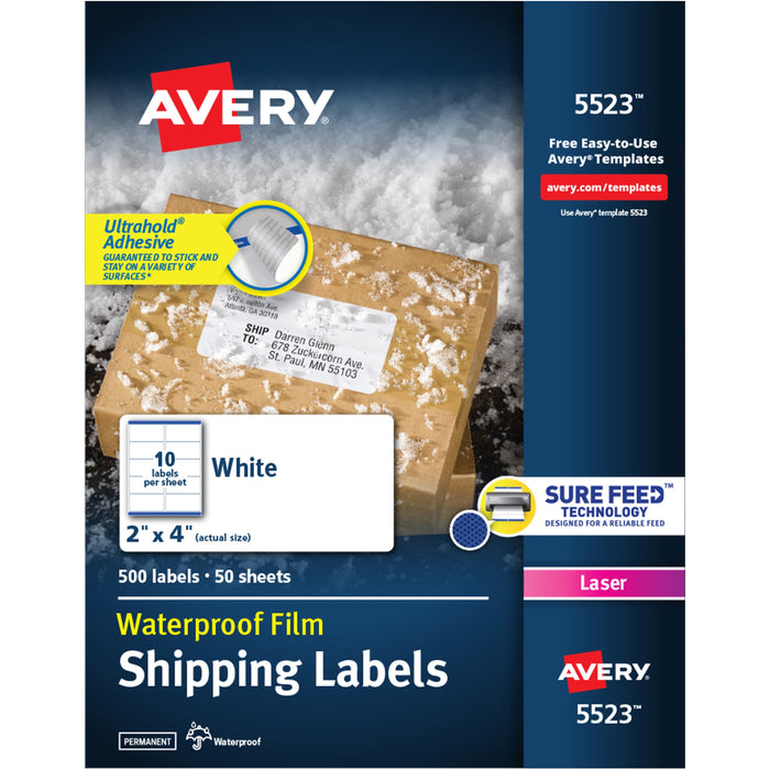 Avery® 2" x 4" Labels, Ultrahold, 500 Labels (95523)