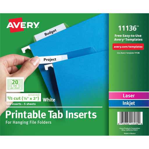 Avery® Printable Tab Inserts for Hanging File Folders