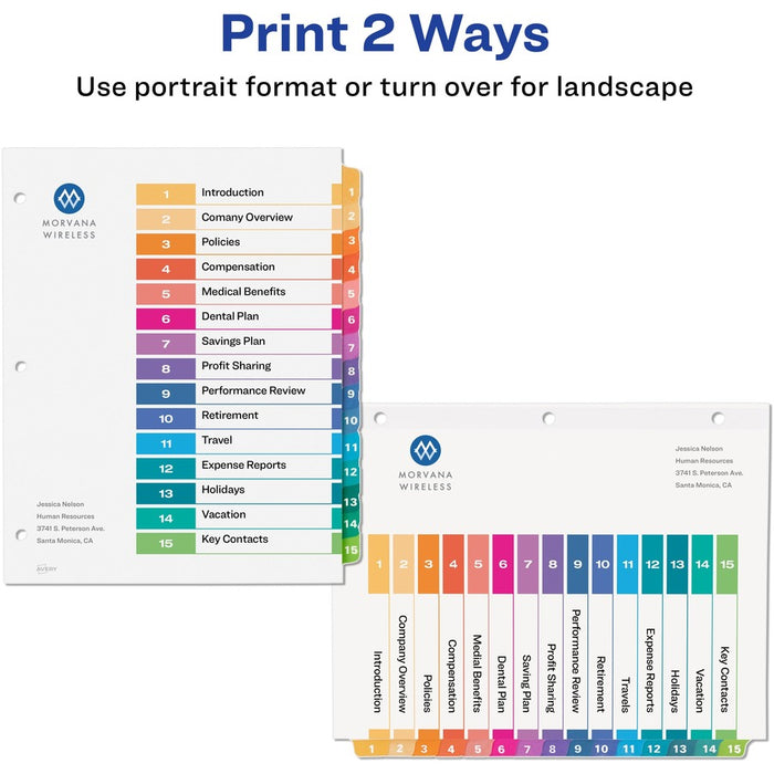 Avery® Ready Index Custom TOC Binder Dividers