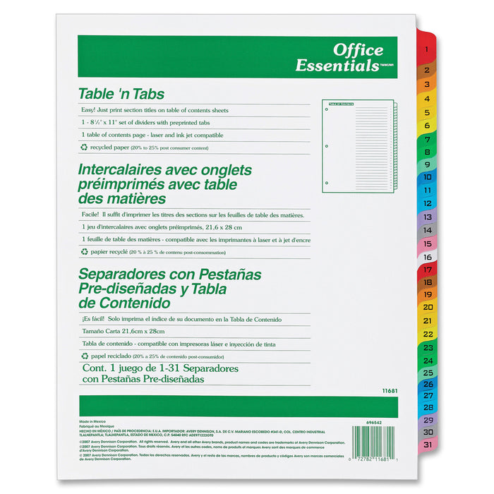 Avery® Table 'N Tabs Daily Dividers