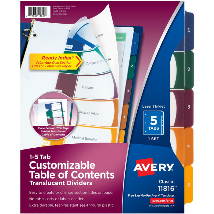 Avery® Ready Index Customizable TOC Binder Dividers