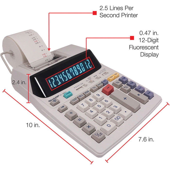 Sharp EL-1801V 12 Digit Printing Calculator
