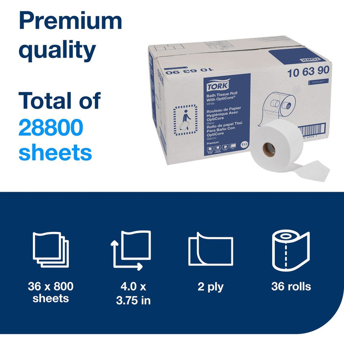 TORK Premium Bath Tissue Roll with OptiCore