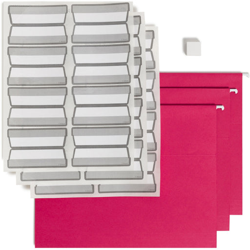 Smead Protab® Filing System with 20 Letter Size Hanging File Folders, 24 ProTab 1/3-Cut Tab labels, and 1 eraser (64197)