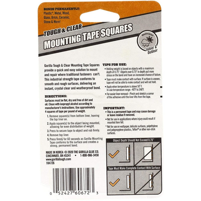 Gorilla Tough & Clear Mounting Squares