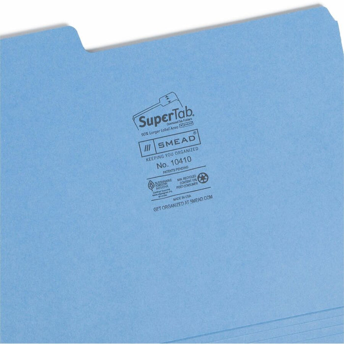 Smead SuperTab 1/3 Tab Cut Letter Recycled Top Tab File Folder