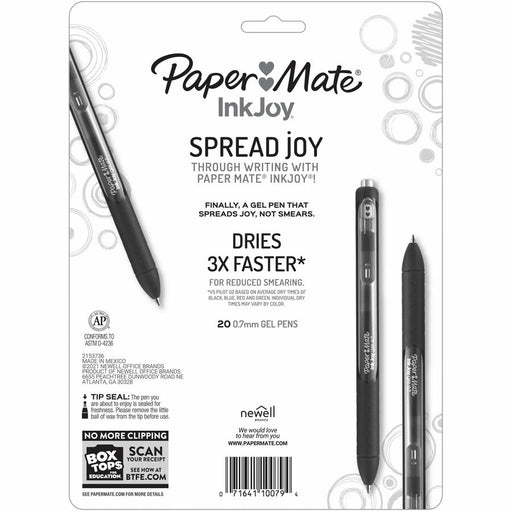 Paper Mate InkJoy® Gel Pens, Medium Point, 0.7 mm, Assorted Colors, Pack Of 20