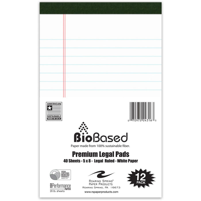 Roaring Spring USDA Certified Bio-Preferred Junior Size Legal Pads