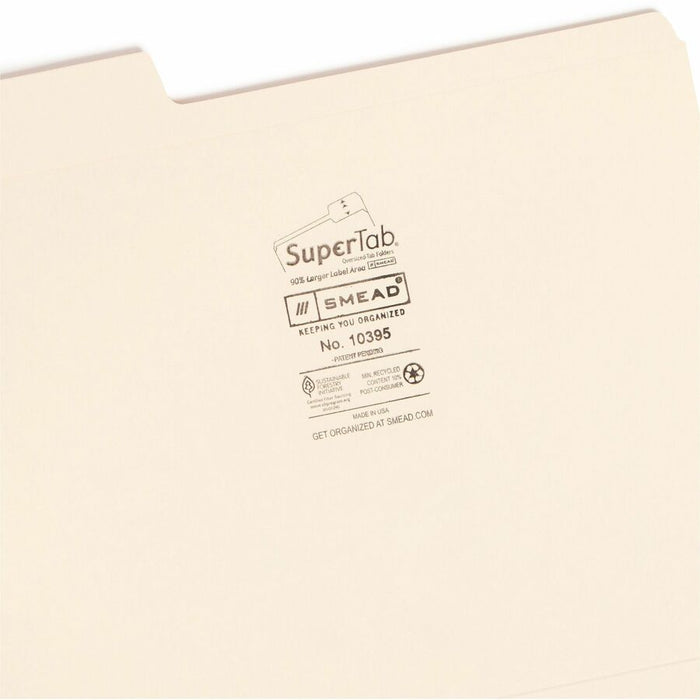 Smead SuperTab 1/3 Tab Cut Letter Recycled Top Tab File Folder