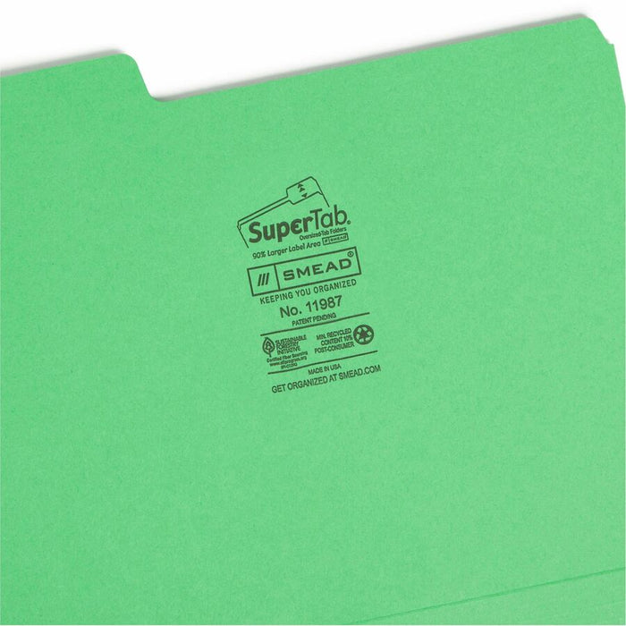 Smead SuperTab 1/3 Tab Cut Letter Recycled Top Tab File Folder